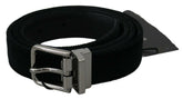 Dolce & Gabbana Black Velvet Leather Silver Buckle Belt -   -  Dolce & Gabbana.
